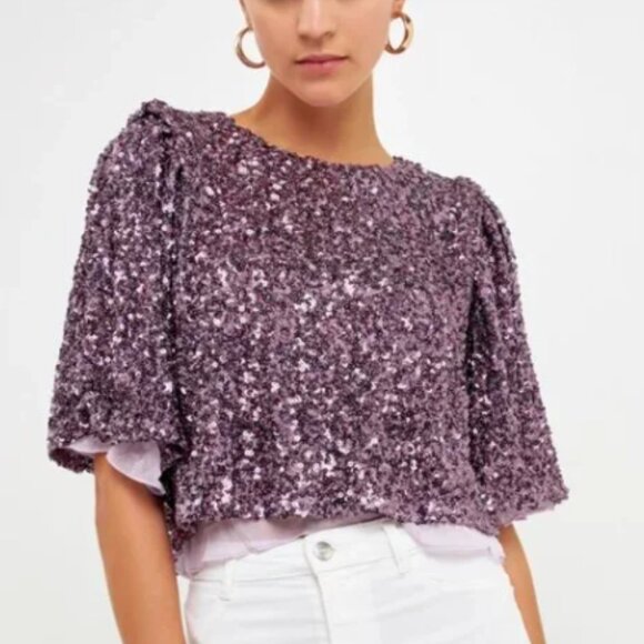 💟💜💟💜💟💜 ENDLESS ROSE Sequined Top 💟💜💟💜💟💜 - Picture 1 of 15